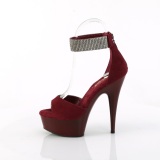 Bordeaux 15 cm DELIGHT-625 pleaser hoge hakken met brede enkelband