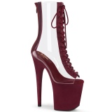 Bordeaux Transparant 20 cm FLAMINGO-800-34FS paaldans enkellaarsjes met hoge hakken
