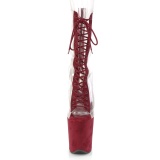 Bordeaux Transparant 20 cm FLAMINGO-800-34FS paaldans enkellaarsjes met hoge hakken