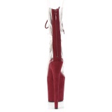 Bordeaux Transparant 20 cm FLAMINGO-800-34FS paaldans enkellaarsjes met hoge hakken