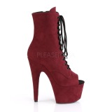 Bordeaux faux suede 18 cm ADORE-1021FS paaldans enkellaarsjes