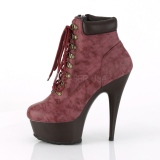 Bordeaux imitatie sude 15 cm DELIGHT-600TL-02 pleaser enkellaarsjes met plateau
