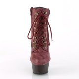Bordeaux imitatie sude 15 cm DELIGHT-600TL-02 pleaser enkellaarsjes met plateau