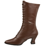 Brown 7 cm VICTORIAN-120 Lace Up Ankle Calf Women Boots