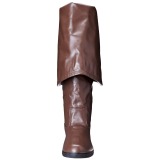 Brown Leatherette 4 cm MAVERICK-2045 Thigh High Boots for Men