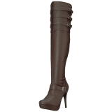Brown Leatherette Wide Calf 13 cm CHLOE-308 Overknee Boots