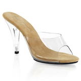 Brown Transparent 11 cm CARESS-401 Plateau Women Mules Shoes