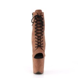 Brown faux suede 20 cm FLAMINGO-1021FS Pole dancing ankle boots