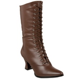 Bruin 7 cm VICTORIAN-120 Dames Enkellaarzen met Veters