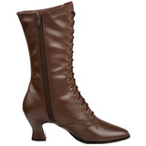 Bruin 7 cm VICTORIAN-120 Dames Enkellaarzen met Veters