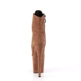 Bruin faux suede 20 cm FLAMINGO-1021FS paaldans enkellaarsjes