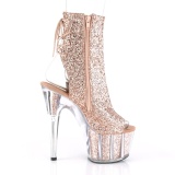 Bruin glitter 18 cm ADORE-1018G dames enkellaarsjes met plateauzool