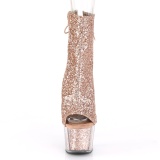 Bruin glitter 18 cm ADORE-1018G dames enkellaarsjes met plateauzool