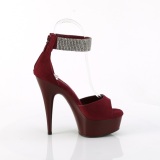 Burgundy 15 cm DELIGHT-625 pleaser high heels with ankle straps