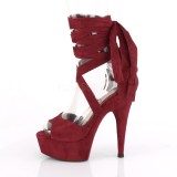 Burgundy Leatherette 15 cm DELIGHT-679 high heels with ankle laces