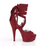 Burgundy Leatherette 15 cm DELIGHT-679 high heels with ankle laces
