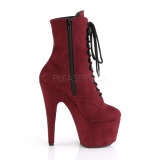 Burgundy Leatherette 18 cm ADORE-1020FS lace up ankle boots
