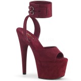 Burgundy Leatherette 18 cm ADORE-791FS pleaser high heels with ankle straps