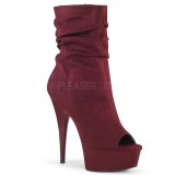 Burgundy Vegan 15 cm DELIGHT-1031 open toe ankle booties