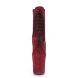 Burgundy faux suede 20 cm FLAMINGO-1020FS Pole dancing ankle boots