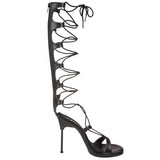 CHIC-60 Black Matte 11,5 cm Stiletto Heeled Gladiator Sandal Shoes
