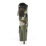 Camoflash canvas 18 cm ADORE-1020CAMO pleaser enkellaarzen met plateau