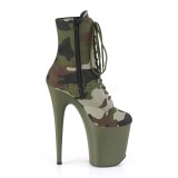 Camoflash canvas 20 cm FLAMINGO-1020CAMO pleaser enkellaarzen met plateau