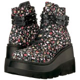 Canvas 11,5 cm SHAKER-52ST goth ankle boots wedge platform