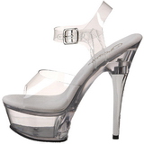 Clear Rhinestone 15 cm CAPTIVA-608 Acrylic Platform High Heeled Sandal