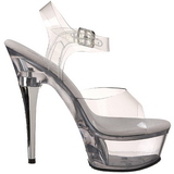 Clear Rhinestone 15 cm CAPTIVA-608 Acrylic Platform High Heeled Sandal