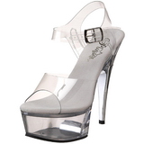 Clear Rhinestone 15 cm CAPTIVA-608 Acrylic Platform High Heeled Sandal