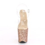 Copper Glitter 20 cm FLAMINGO-808LG Platform High Heeled Sandal Shoes