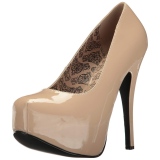 Creme Lakleer 14,5 cm Burlesque TEEZE-06W mannen pumps voor brede voeten