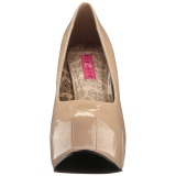 Creme Lakleer 14,5 cm Burlesque TEEZE-06W mannen pumps voor brede voeten