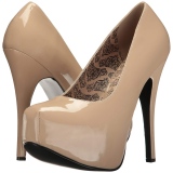 Creme Lakleer 14,5 cm Burlesque TEEZE-06W mannen pumps voor brede voeten