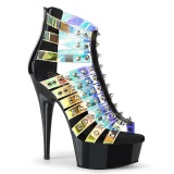 DELIGHT-600-9 - 15 cm platform high heels boots hologram