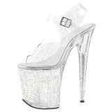 Doorzichtig 20 cm Pleaser FLAMINGO-808MMG glitter schoenen met hakken