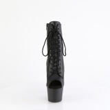 Echt leer 18 cm ADORE-1021 open teen platform boots met hak zwart
