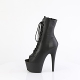 Echt leer 18 cm ADORE-1021 open teen platform boots met hak zwart