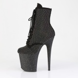 FLAMINGO-1020RM 20 cm pleaser high heels ankle boots strass black