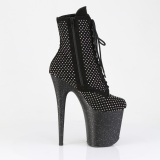 FLAMINGO-1020RM 20 cm pleaser high heels ankle boots strass black