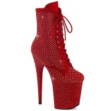 FLAMINGO-1020RM 20 cm pleaser hoge hakken boots plateau strass rode