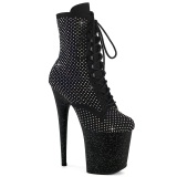 FLAMINGO-1020RM 20 cm pleaser hoge hakken boots plateau strass zwart