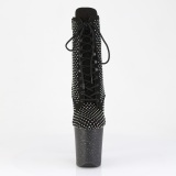 FLAMINGO-1020RM 20 cm pleaser hoge hakken boots plateau strass zwart