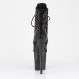 FLAMINGO-1020RM 20 cm pleaser hoge hakken boots plateau strass zwart