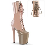 FLAMINGO-1054DC - 20 cm platform high heel boots patent dusty