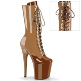 FLAMINGO-1054DC - 20 cm platform high heel boots patent toffee