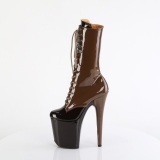FLAMINGO-1054DC - 20 cm platform high heels boots lakleer coffee