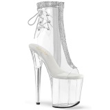 FLAMINGO - 20 cm pleaser high heels ankle boots strass transparent