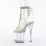 FLAMINGO - 20 cm pleaser high heels ankle boots strass transparent